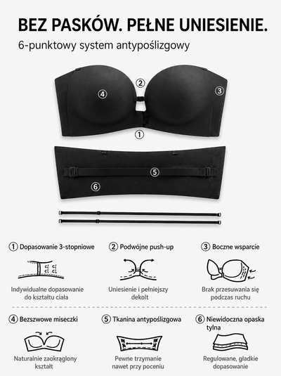 Bezramiączkowy biustonosz push-up