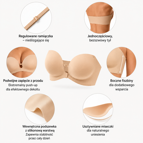 Bezramiączkowy biustonosz push-up
